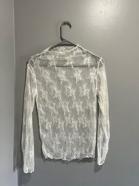 SOLD - Urban Outfitters White Sheer Lace Long-Sleeve Top